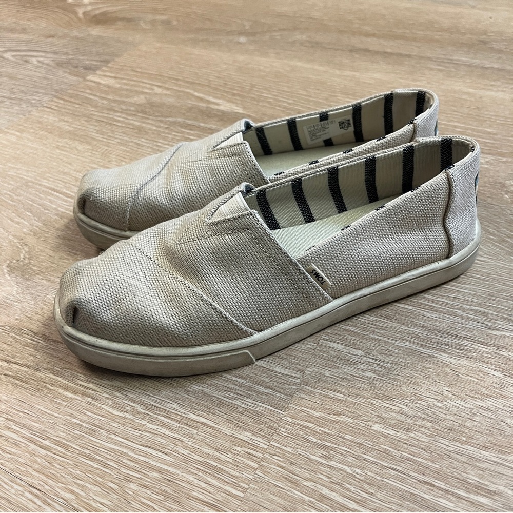 TOMS Alpargata Natural Heritage Canvas Cupsole Shoes Size 5 Beige Off White